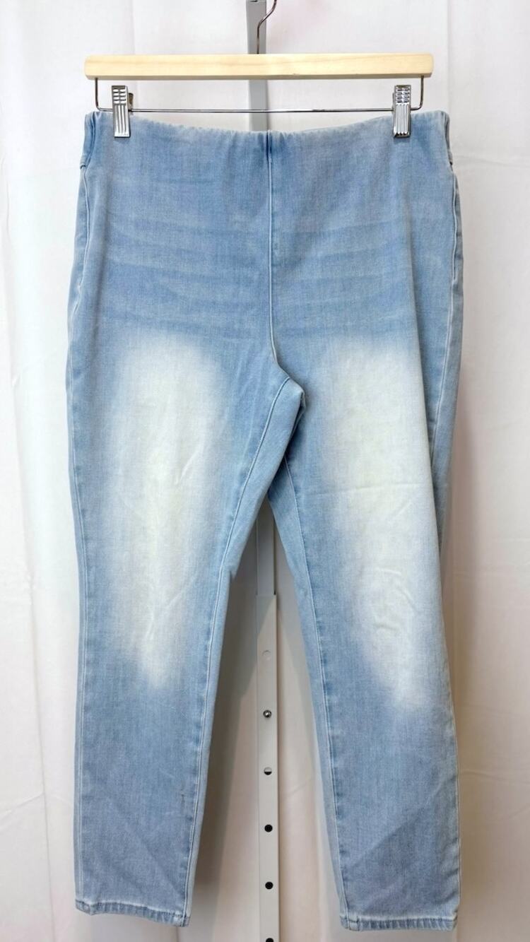 SOFT SURROUNDINGS Petite PM Ultimate Pull On Skinny Ankle Jeans Light Wash Blue